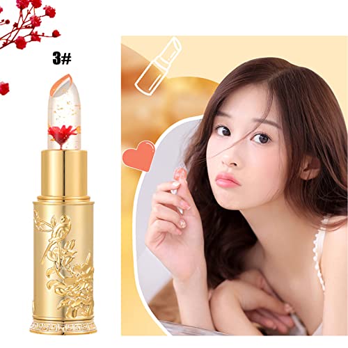 Miaritick Crystal Flower Lipstick,Color Changing Jelly Flower Lip Balm, Jelly Flower Crystal Magic Lipstick, Long Lasting Nutritious Lip Balm, Ideal Gift For Mother's Day (Red) #TOP1