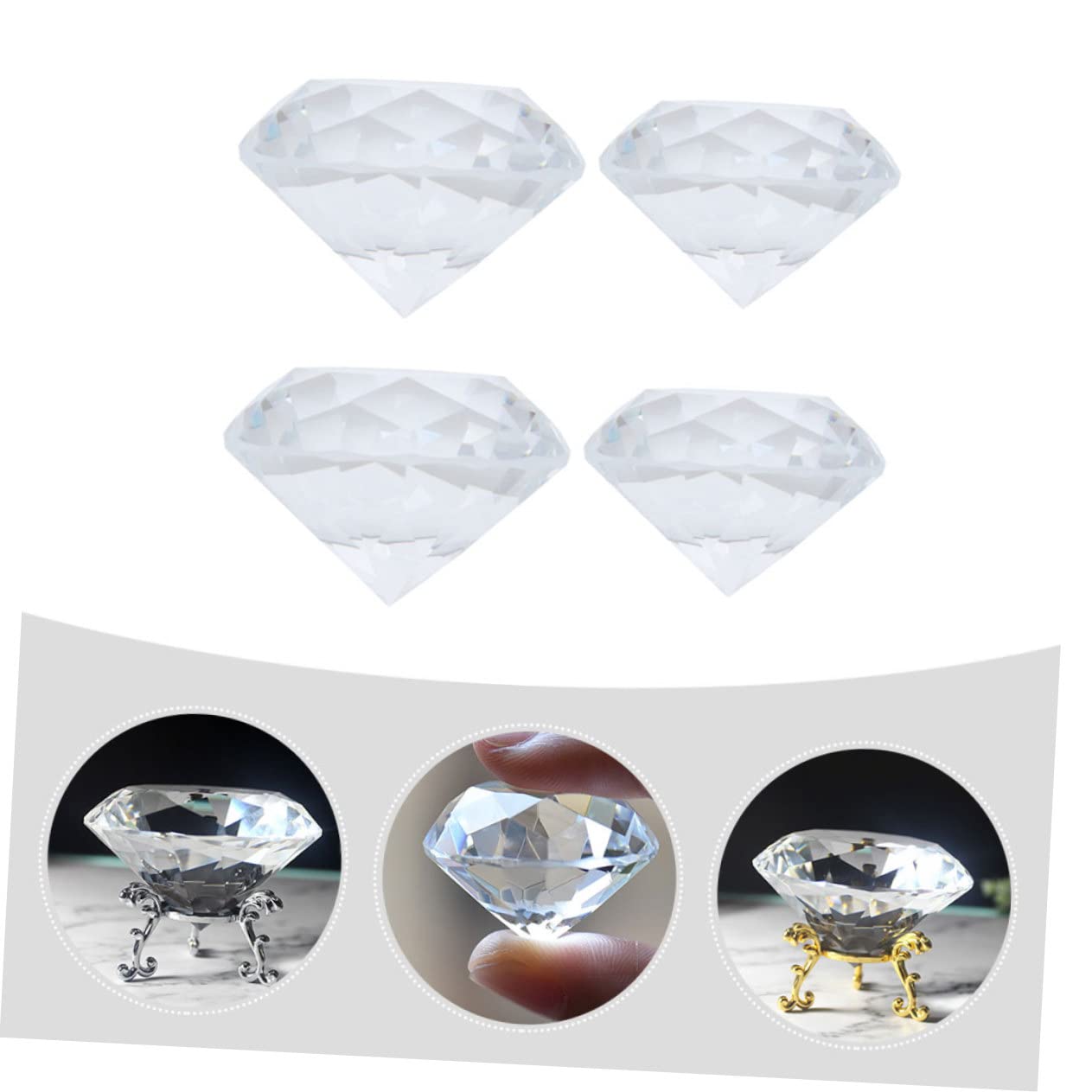 Kisangel Adorno de Diamante Falso de Cristal 4 Piezas para Manicura