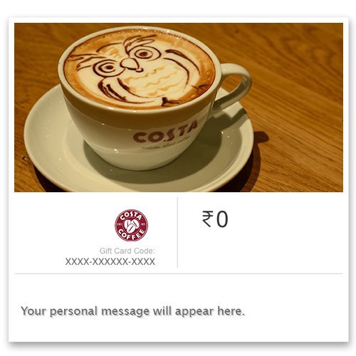 Costa Coffee | Flat 2% off | E-Gift Card | Instant Delivery | Valid for in-store purchases | 1 year validity
