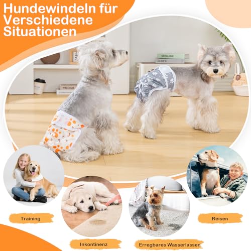 UFO PET Wiederverwendbare Hunde Windeln Weiblich, Läufigkeitshose für Hündinnen XS (3 Stück), Hochsaugfähige Hundewindeln für Hündinnen mit Starkem und Flexiblem Verschluss - Süße Krallen