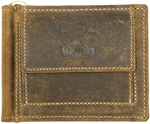 Always Wild Men's Hunter Style Genuine Leather Pocket-Sized Wallet One Size Tan