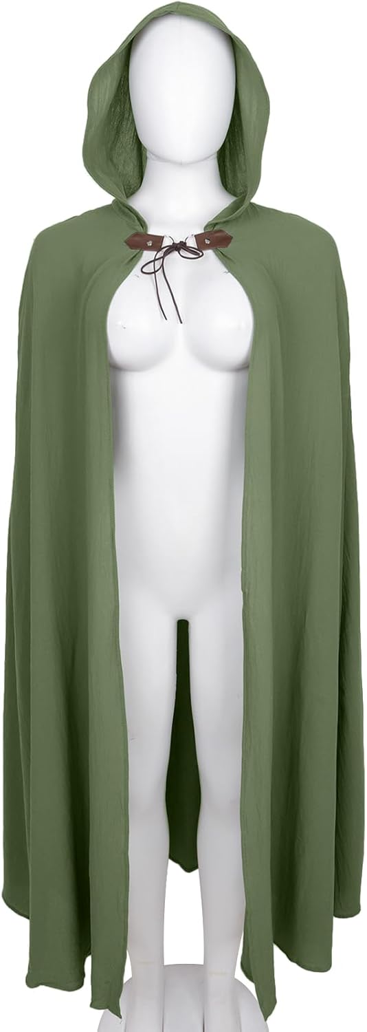 L'VOW Medieval Hooded Cloak Renaissance Cape with Hood - Halloween Sorcerer Capelet Hobbit Costume - Image 5