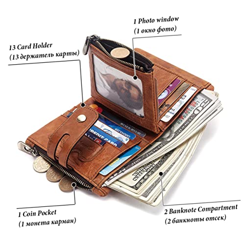 LIFKOME Men Fashion Wallet Khaki Theft Multi Card Leather Purse for Men with Coin Pocket Handbag for Office Parties Daily Use3