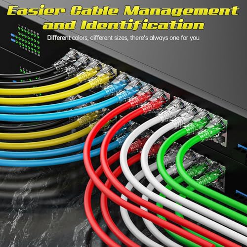 Image of Cat6 Ethernet Cable LAN Patch Cords |High-Speed Network Cable for Server Rack, Patch Panel, Modem, Router, Switch | UTP, RJ45, 1Gbps, Yellow (3, 1.5 FT)