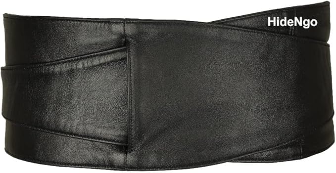 Lambskin Leather Obi Belt for Women, Handcrafted Genuine Leather Wide Cinch Boho Belt Waist Band, Self Tie Wrap Around Belt2