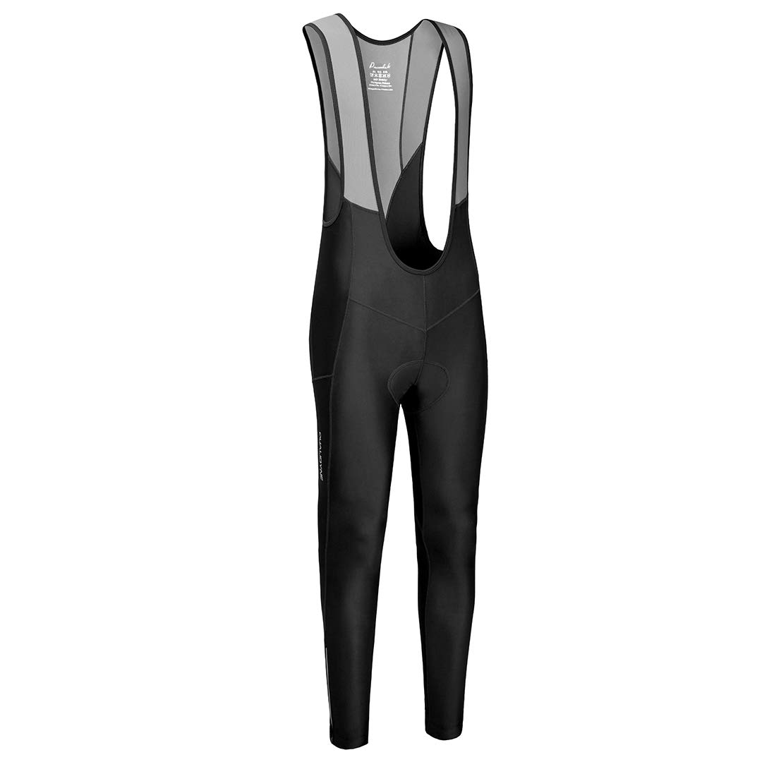 qualidyneMen's Thermal Cycling Bib Tights, 3D Padded, Fleece-Lined Winter Bike Leggings for Cold-Weather Riding