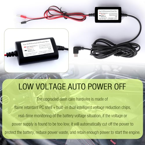 Image of 9.68Ft USB C Dash Cam Hardwire Kit - 12V-30V to 5V 2.5A Car Dash Camera Charger Power Supply+4pcs 16AMG Car Fuse Tap&4PCS 5A Blade Fuse for Dash Camera(Type-C USB)