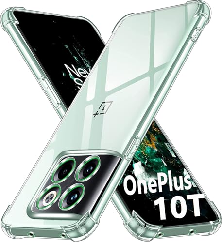 Image of Lustree OnePlus 10T 5G Back Cover Transparent Case | Clear TPU Shockproof Case with Four Corner Protection & Raised Camera Guard | Slim Protective Cover for One Plus 10T 5G