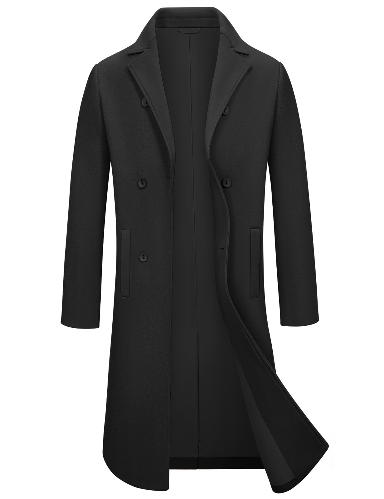 heekpek Wintermantel Herren Mantel Long Trenchcoat Doppelreiher Kerbkragen Winterjacke Business Casual Winter Warme Oberbekleidung für Alltag Outdoor
