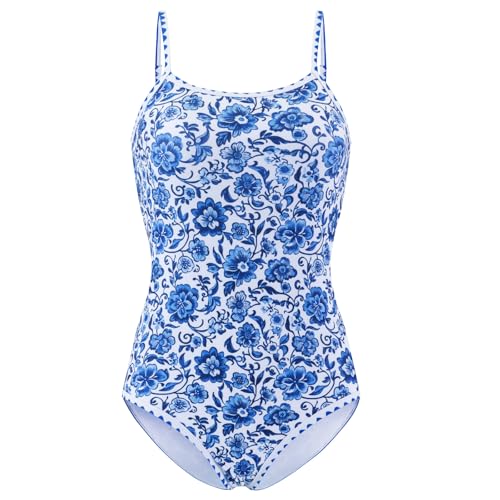 FJLSJSW Teens Girls One Piece Swimsuit Bathing Suit for Girls Adjustable Strap Summer Beach Swimwear Pool Activities 15Y