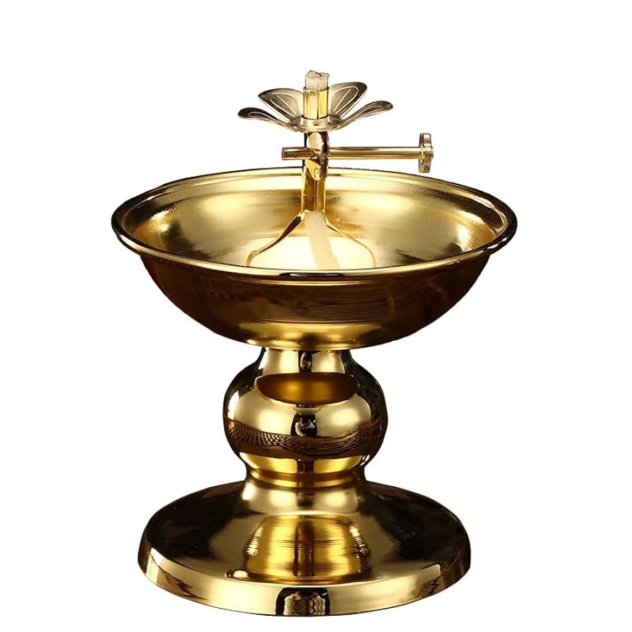 Amazon.com: 佛具Buddha Utensil 铜合金酥油灯家用苏油灯灯小号