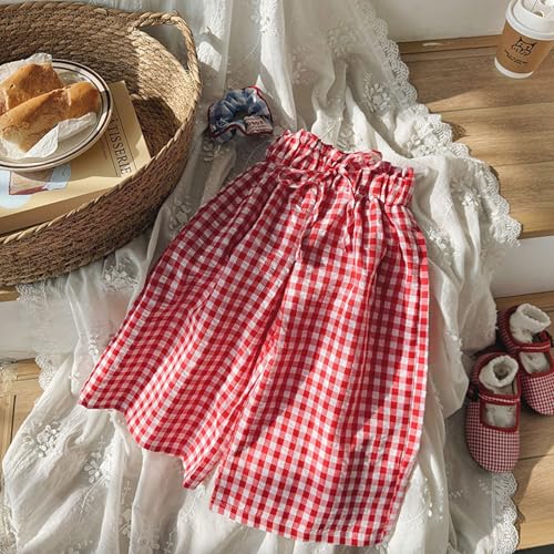Baby Cotton Linen Long Bloomers Soft Cotton Striped Harem Pants for Boys Girls Elastic Waist Long Pants Bloomers 6-7 Years 24 Red2