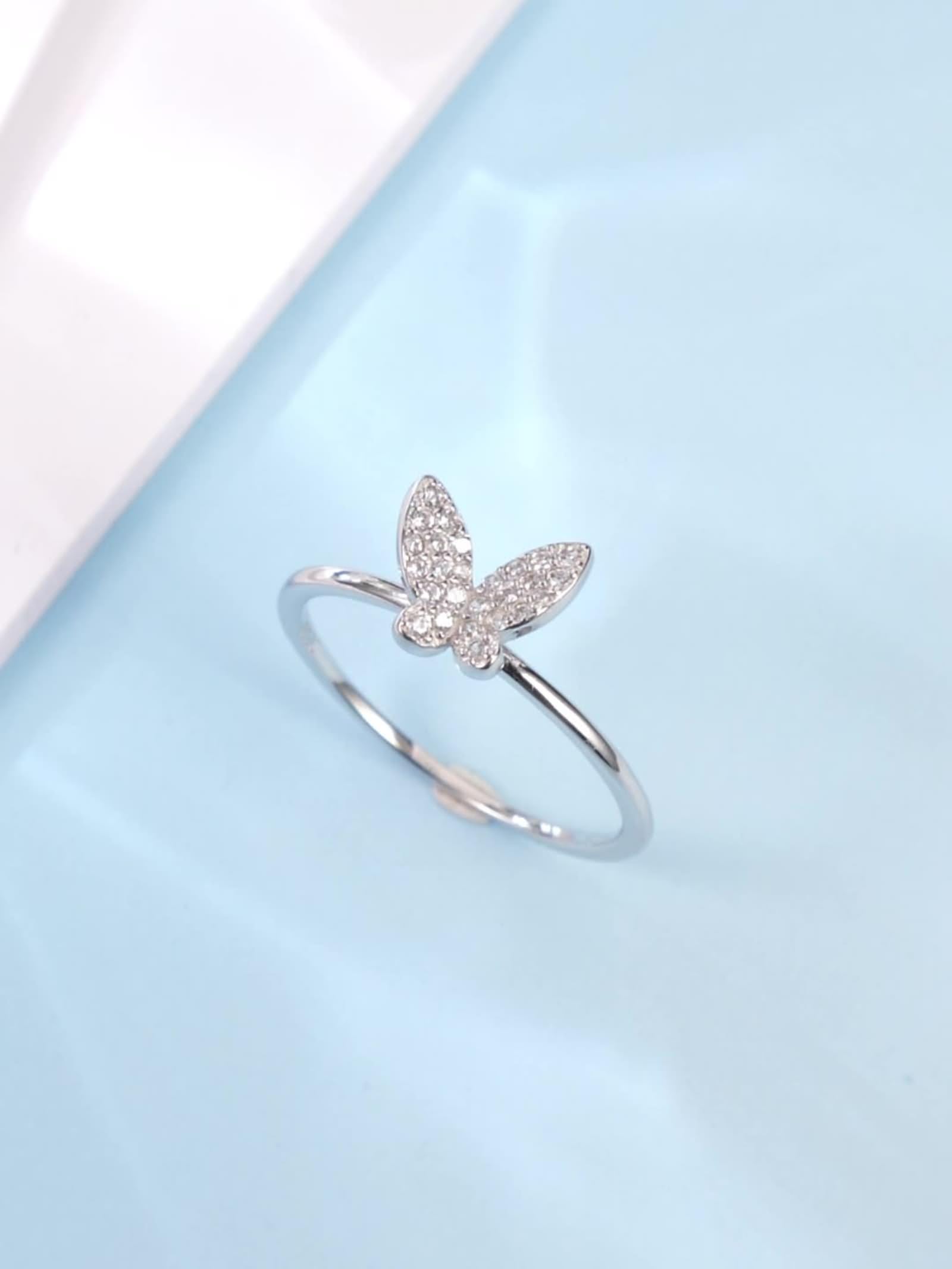 Ring Schmuck, Eheringe Platin mit Künstlichem Diamanten Silber Größe 45 (14.3) Geshenke Frauen