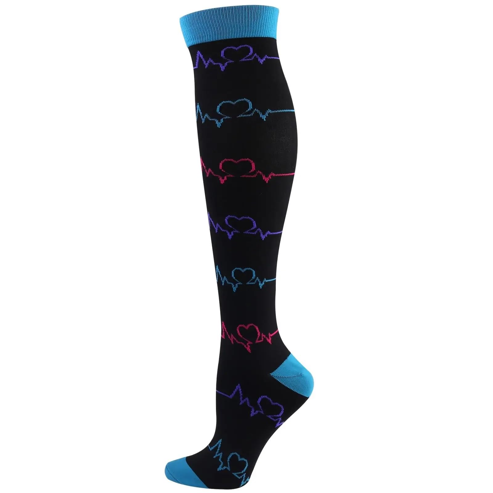 Kompressionsstrümpfe Männer Frauen Strumpf Ödeme, Diabetes, Krampfadern, Sportsocken Outdoor-Druck Laufkompressensocken(YS011-27,S-M)