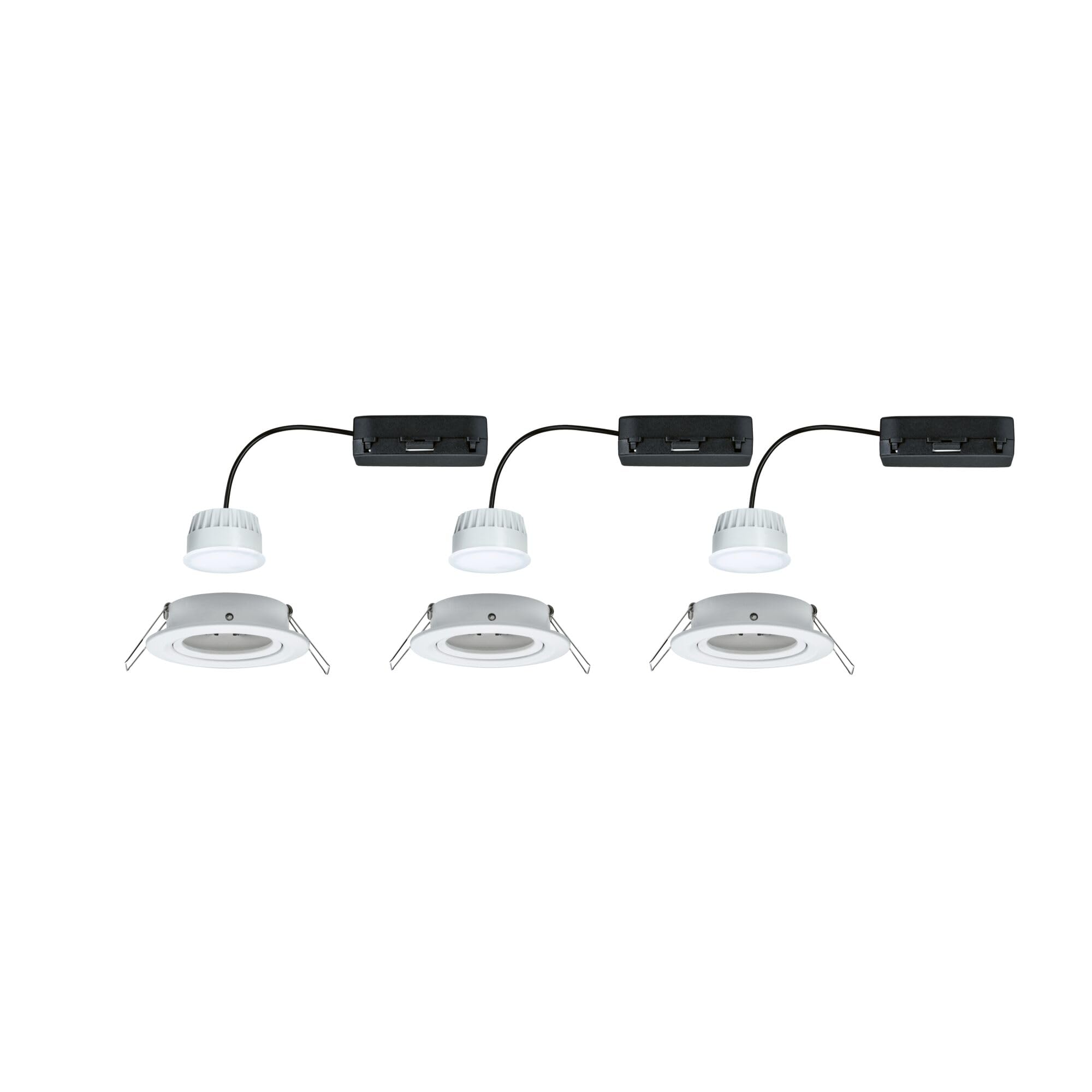 Paulmann 92440 Spot encastré LED Nova Coin rond 84 mm 50° Tunable White 3x6W 3x500lm 230V Blanc dépoli Alu moulé sous pression