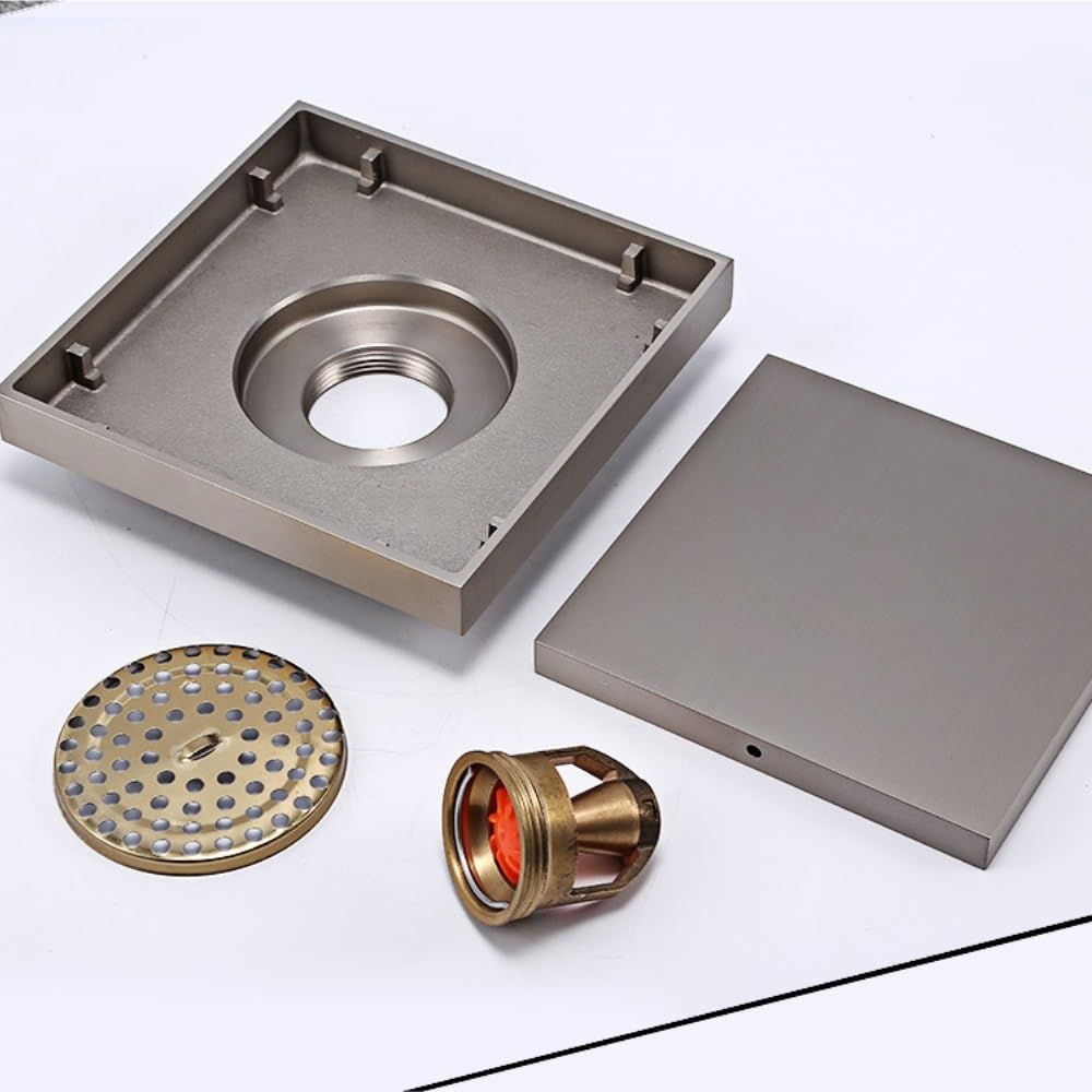 Scarico a Pavimento Quadrato in Acciaio Inossidabile, Doccia | Nucleo di sospensione magnetico, guarnizione profonda 120 mm, grande flusso, inserto(Black)
