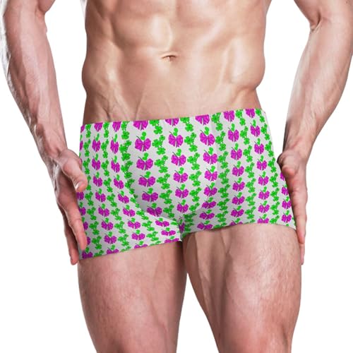 Purple Bows Clover Mens Swim Trunk Swimwear Bathing Suit Swim Brief Square Leg Board Short S B04051322