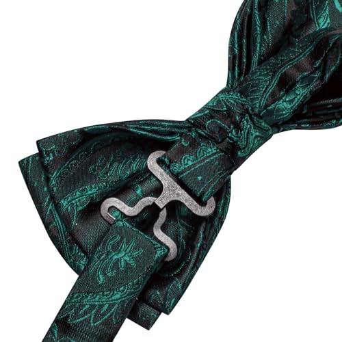 Image of Hi-Tie Bow Ties for Men Pre-Tied Pocket Square with Cufflinks Mens Bowtie Sets for Wedding Formal Party