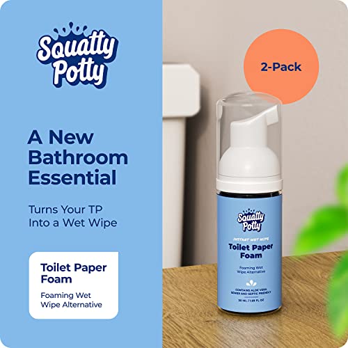 squatty potty toilet tissue paper foam instant wet wipe alternative - 2 pack 50 ml 169 fl oz
