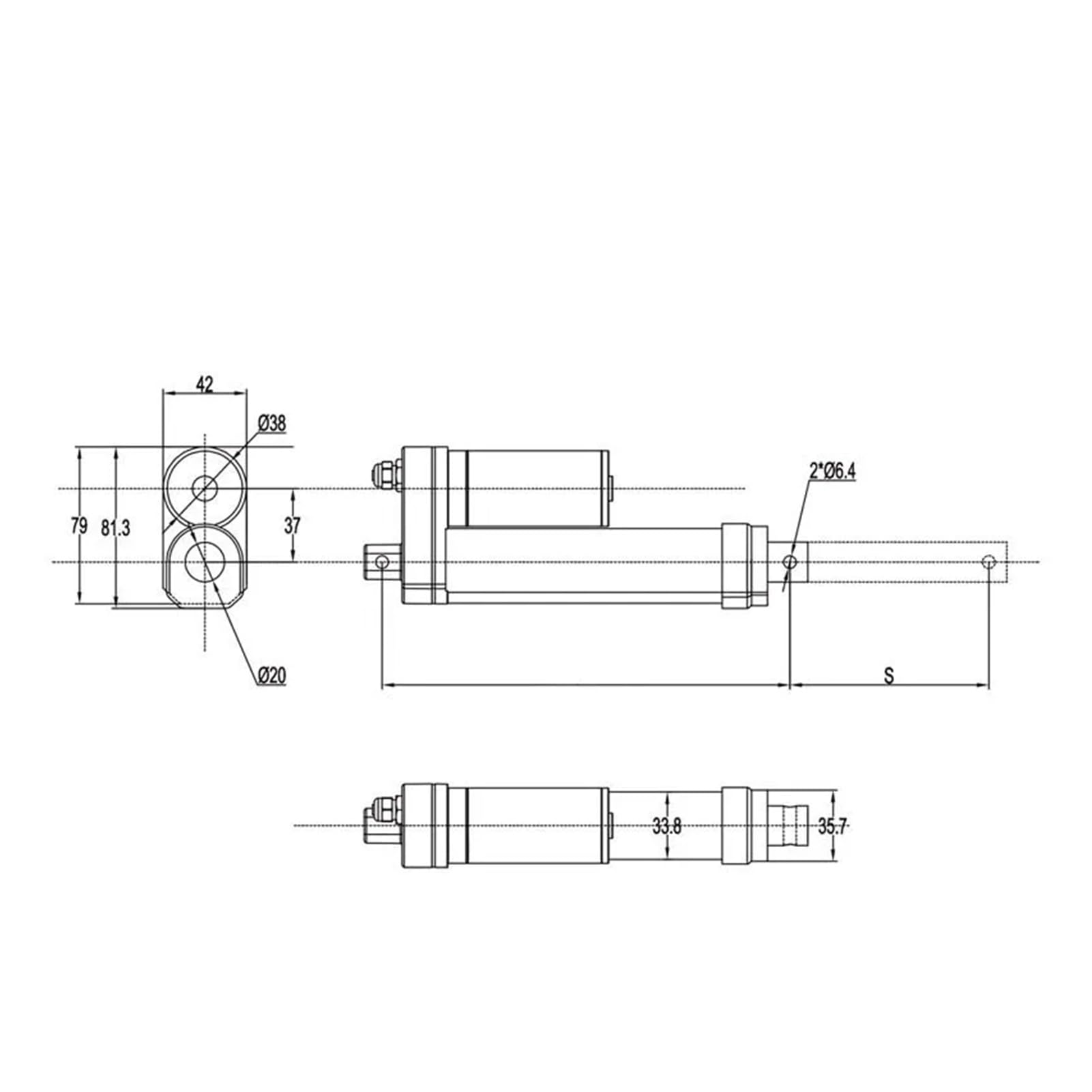 siłownik liniowy IP68 12 V, 24 V, 40 mm/s, 1200 N, skok 50-450 mm, do kondycjonowania paneli słonecznych, otwarte okno (900N 6 mm, skok 250 mm, 12 V)
