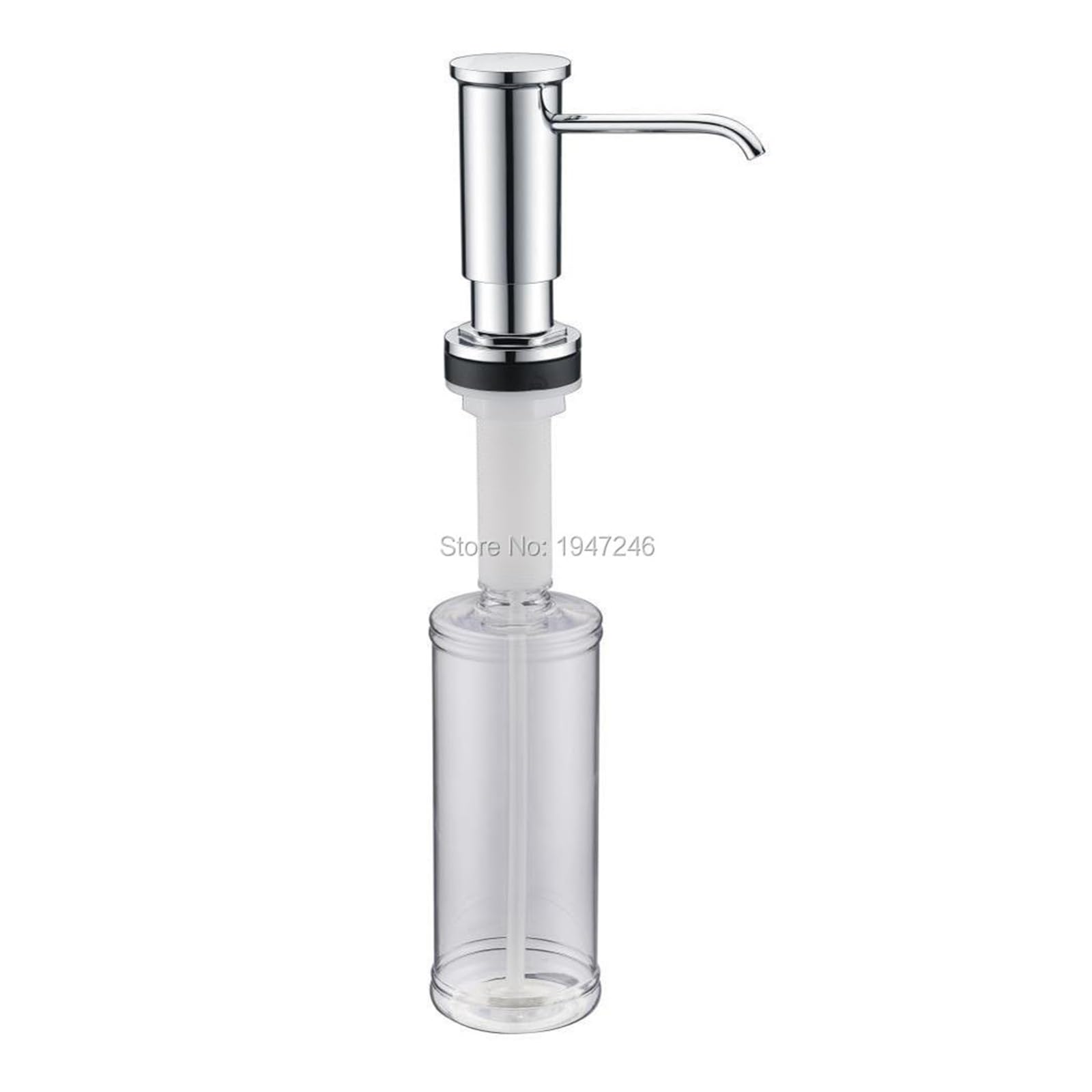 F048C Dispensador de jabón for Fregadero de Cocina montado en Cubierta Cromo Incluye Bomba de plástico y Cabezal Botella de plástico Transparente PE