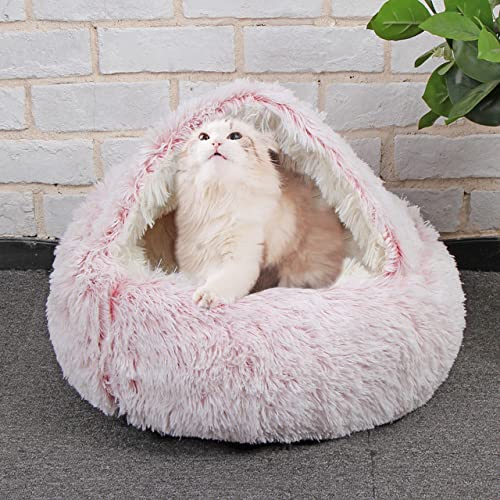 DG Catiee Lit caverne pour chat et petit chien, sac de couchage apaisant et chaud en forme d'igloo pour chat d'intérieur et chiots de petite taille (peluche,...