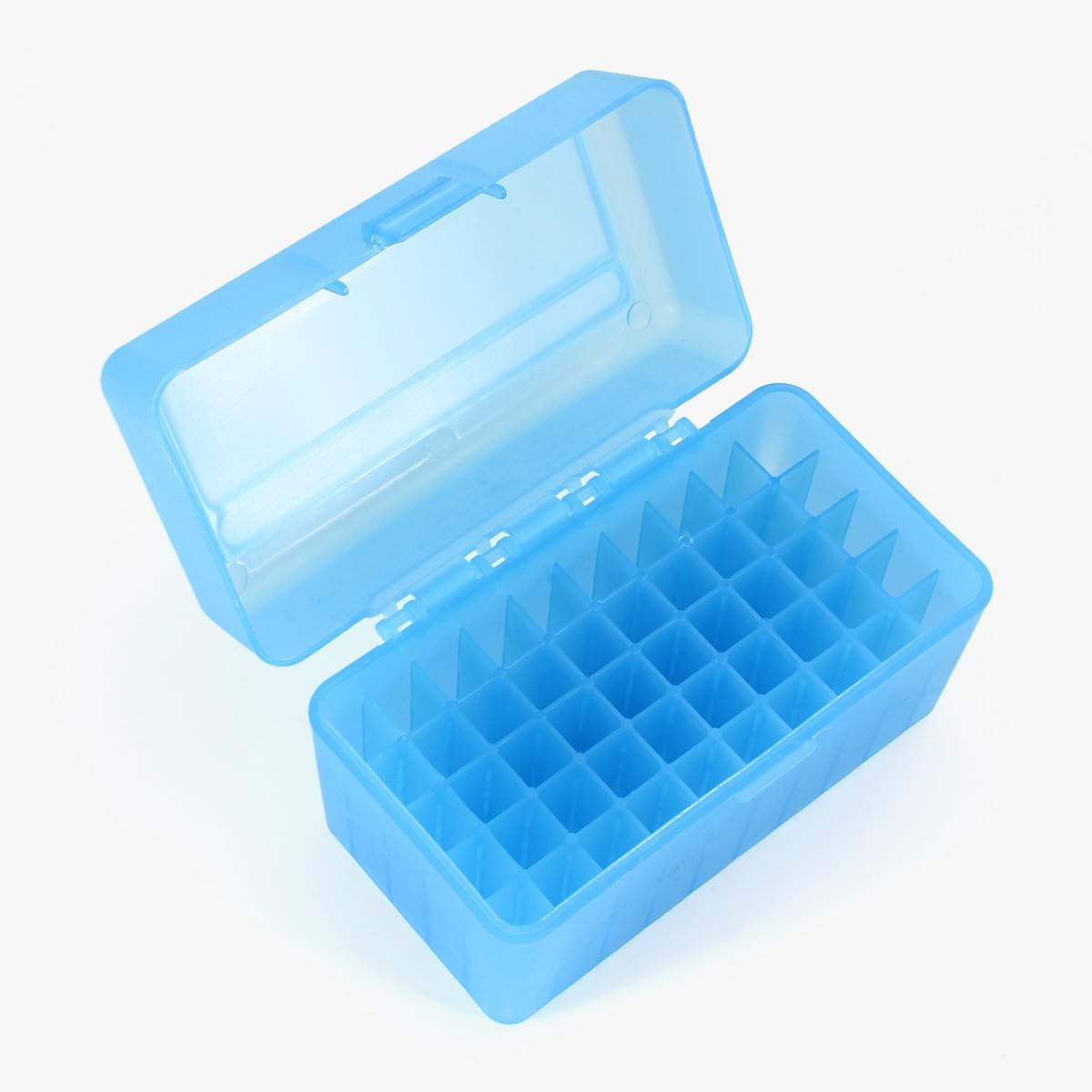 50 Round Flip-Top Fucile Ammortizzatore Box Plastica Impilabile e Bloccabile Ammortizzatore Can Bullet Case Progettato per Fucile o Shotgun Ammortizzatore Storage-Blu 6,39"*3,85"*3,93"