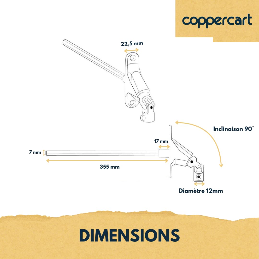 Sortie de Caisson Volet Roulant 90° – D590MB - Longueur 355 mm – Renvoi de Manivelle 6 Pans 7 – Système de Manœuvre à Manivelle – Blanc – Fixation Vis