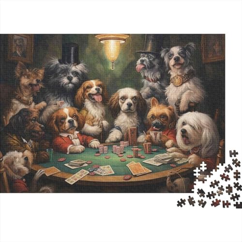 Puzzle 1000 pezzi Cani che Giocano a Poker per adulti e bambini 12+,cartone premium,cani che giocano a poker,attività familiare educativa,migliora memoria e capacità di problem solving 38x26cm