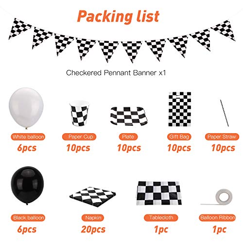 OOTSR 75 Pièces Décorations de Fête de Voiture de Cours-Sert 10 Invités, Articles de Fête pour Voiture de Course… - Image 3