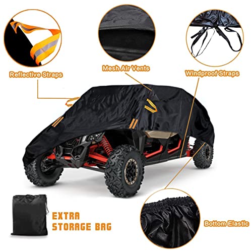 Waterproof Utv Cover, Heavy Duty Black Oxford Cloth All-Weather Protection Utv Cover For Polaris Rzr Pro Xp 4 Can-Am Maverick X3 Max Arctic Cat Textron, 4-6 Seater #TOP6