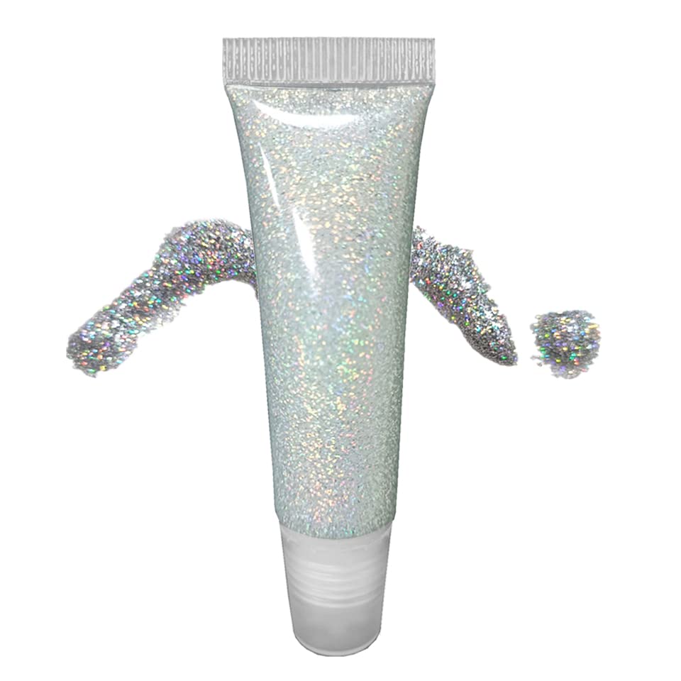 GL-TurelifesMermaid Sequins Fine Glitter Gel Body Hair Thin Glitter Gel Festival Glitter Cosmetic for Face Hair Nails Stage Bride Makeup Long Lasting Sparkling 15ml (Colorful Silver)