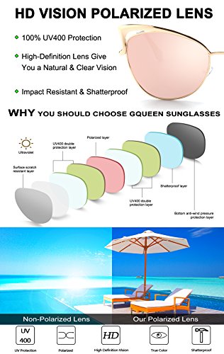 GQUEEN Trendy Oversized Sunglasses for Women Polarized Cat Eye Cute UV400 Protection4