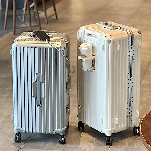 34-inch Hard Luggage with USB Interface 360° Shock-Absorbing and Silent Universal Wheels, Suitable for Traveling (Black 24 inches)2