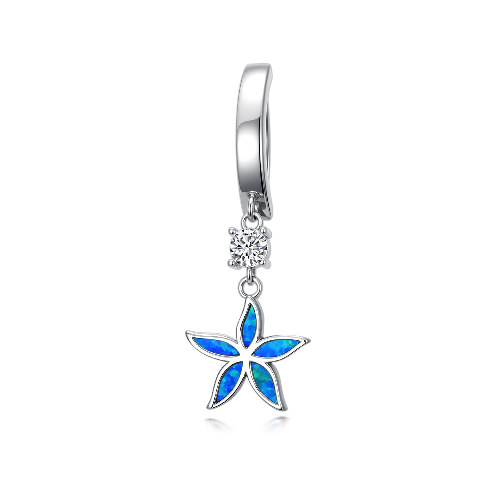 ROMANTICWORK Piercing para ombligo de plata de ley 925 con diseño de clic, para ombligo, hipoalergénico, joyería de regalo para mujer