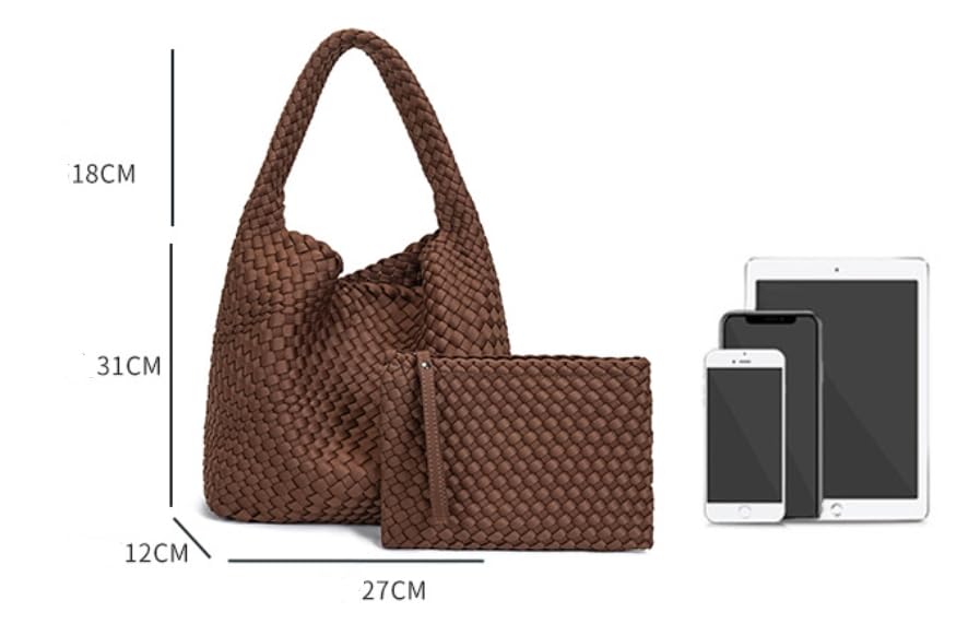 Bolsa tejida para mujer, bolso tote grande de neopreno miniatura 3