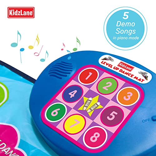 Kidzlane - Level Up Dance Matt | Musical Mat - Dance Game Toy Gift For Kids Girls Boys - Piano Mat Ages 3+, Adjustable Volume, Built-In Music, 5 Challenge Levels (35"X45") #TOP3