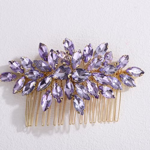 Peine para el cabello con cristales brillantes morado claro miniatura 4