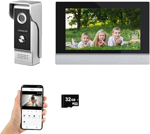 ANJIELO SMART Sistema de video portero con cable, WiFi 1080P monitor táctil a color de 7 pulgadas, sistema de portero de video cámara con detección