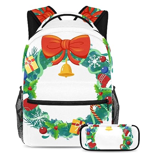 Sac à dos couronne de Noël pour voyages et école des adolescents