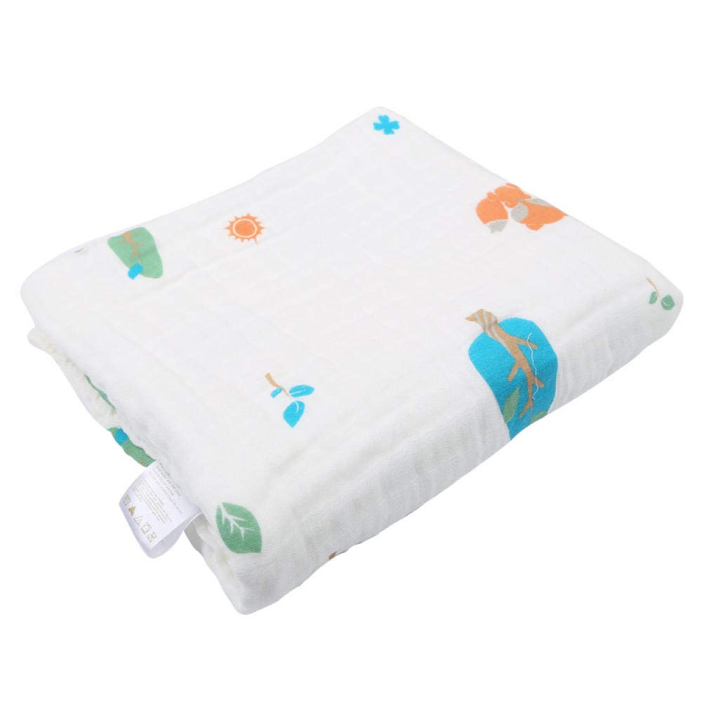 Mantas Para Bebés Toalla De Baño De Gasa De Cuatro Capas Para Bebés De Tul Toalla De Baño Para Bebés Toalla De Baño Absorbente De Dibujos Animados Recién Nacidos-Zorro De La Selva_100 * 120