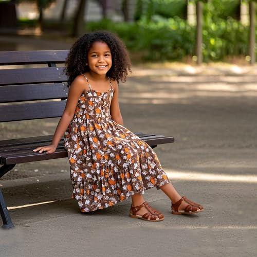Image of THEE BRON Toddler Girls Closed-Toe Sandals Sweet Retro Cutout Summer Dress Shoes