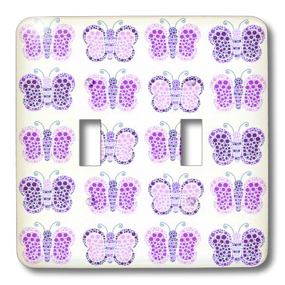 Interrupteur à baïonnette papillon pointillisme violet 3dRose LSP_15370_2 pour déco murale - 3