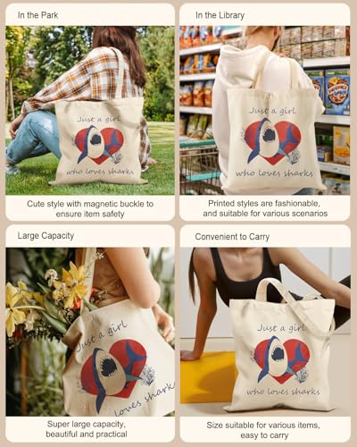 Image of Miss Adola Cute Canvas Tote Bag for Women Girls - Animal Lover Aesthetic Bags with Magnetic Buckle and Zipper Inner Pocket