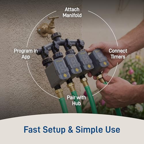 Orbit 21207 B-hyve Gen 2 Smart Hose Watering Timer, 4-Pack with Wi-Fi Hub and Hose Y Splitter - image 8