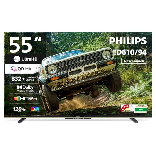 Philips 138 cm (55 inch) QLED MINI Smart Frameless Google TV 55ML...