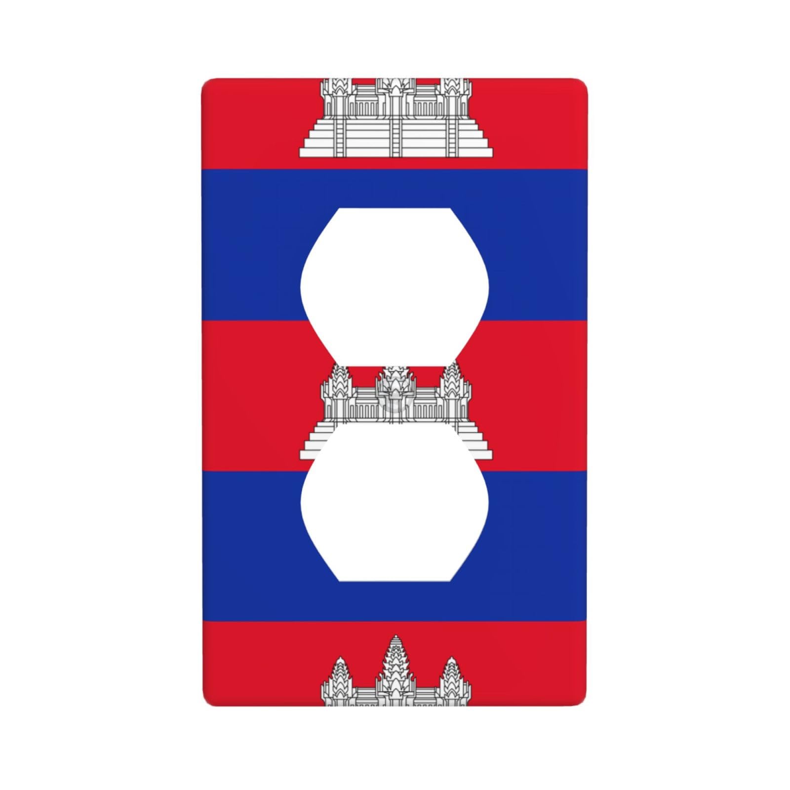 Cambodia Flag Decorative Switch Plate Cover-Unbreakable Polycarbonate Wall Plate for Home Office, 1 Gang with Screws