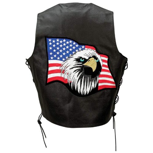Men's Solid Genuine Buffalo Leather Vest with Eagle Head and Side Laces