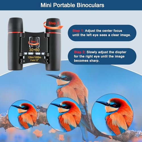 Binoculares compactos mini 30x60 para adultos y niños miniatura 7