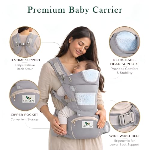 Image of 6 in 1 Baby Carrier with Hipseat | Adjustable Baby Carry Bag for 0 to 3 Year| Baby Carrying Bag for New Born to Toddler | Kangaroo Bag, Baby Holder Belt, Infant Carrier up to 15kg (Grey)